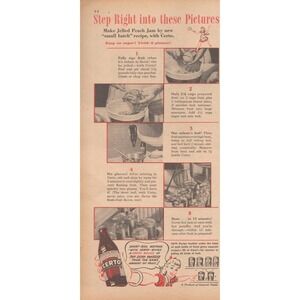1946 Certo Vintage Print Ad Peach Jam Recipe Kitchen Canning Mid Century Decor‎